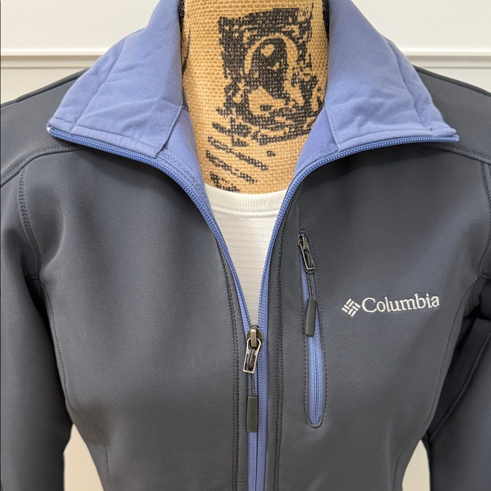 Columbia Charcoal Jacket With Purple Trim